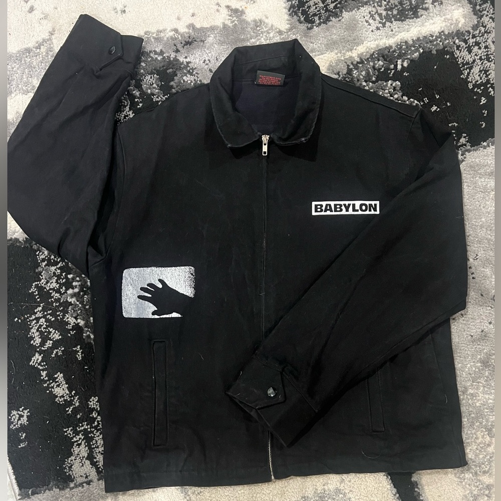 Babylon LA Jacket Mens Large Black Full Zip Canvas Streetwear We Light The Fire